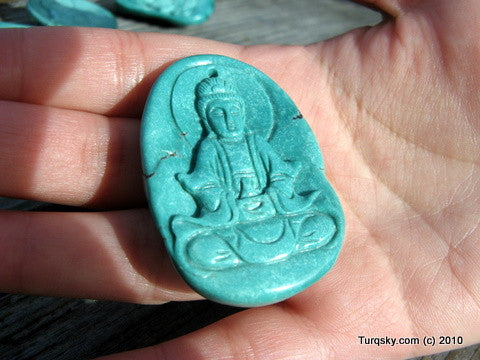 Blue Turquoise GuanYin Pendant 26.8 grams