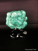 Natural blue turquoise stone with redwood stand 329.4 grams