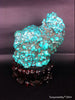 Natural blue turquoise stone with redwood stand 486.4grams