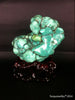 Natural blue turquoise stone with redwood stand 372.2 grams
