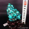 Natural blue turquoise stone with redwood stand 172.2 grams