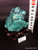 Natural blue turquoise stone with redwood stand 245.4 grams