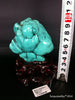 Natural blue turquoise stone with redwood stand 190.6 grams