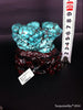 Natural blue turquoise stone with redwood stand 181.4 grams