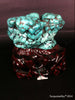 Natural blue turquoise stone with redwood stand 181.4 grams