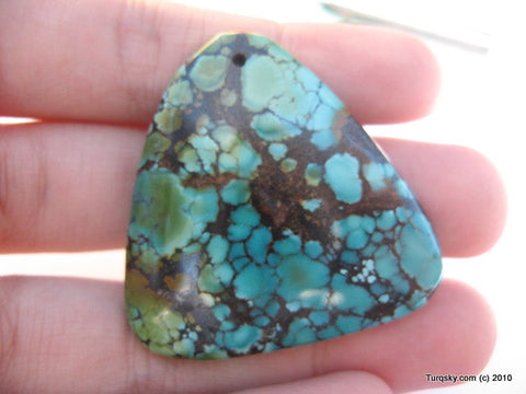 Natural blue turquoise polished pendant 14.4 grams