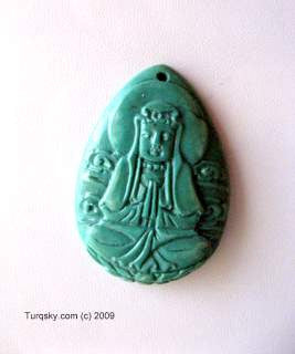 Dual-side hand carved natural turquoise pendant 5 - 6 grams