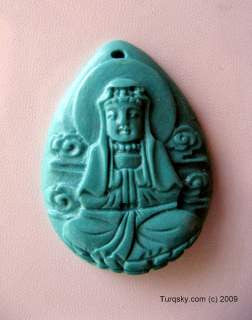 Dual-side hand carved natural turquoise pendant 7 - 8 grams