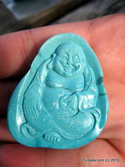 Blue Turquoise Laughing Buddha Pendant 16.2 grams