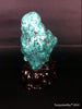 Natural blue turquoise stone with redwood stand 223.4 grams