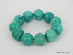 Natural pure turquoise beads bracelet 6.3 inches