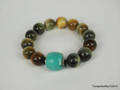Natural pure turquoise beads bracelet 6.3 inches