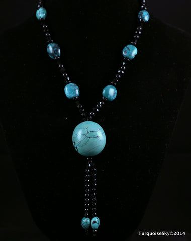 Natural turquoise necklace 26 inches