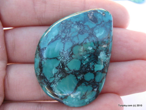 Natural blue turquoise polished pendant 11.5 grams