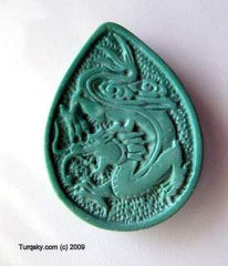 Dual-side hand carved natural turquoise pendant 7 - 8 grams
