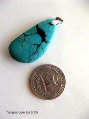 Fan-Shaped Natural turquoise pendant 5.9 grams