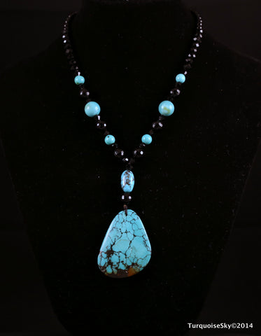 Natural turquoise necklace 26  inches