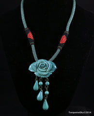 Natural flower shape turquoise necklace 18 inches