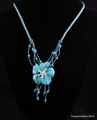 Natural turquoise necklace 20  inches
