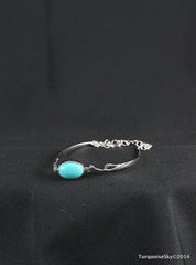 Natural turquoise sterling silver bracelet 7 inches